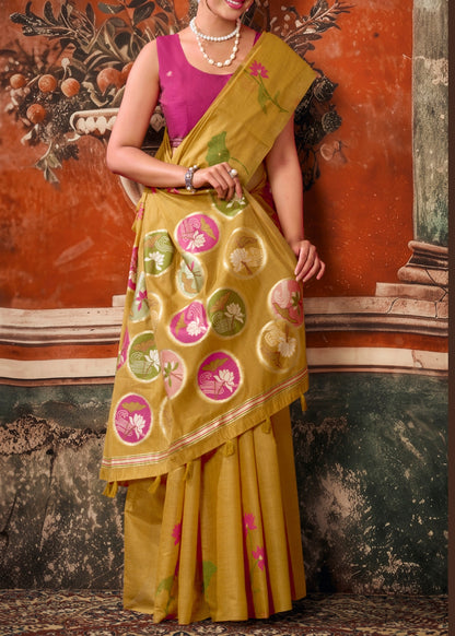 Mustard Heritage Khadi Cotton Saree