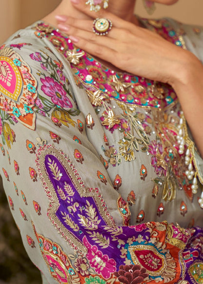 Royal Multicolor Crepe Silk Set
