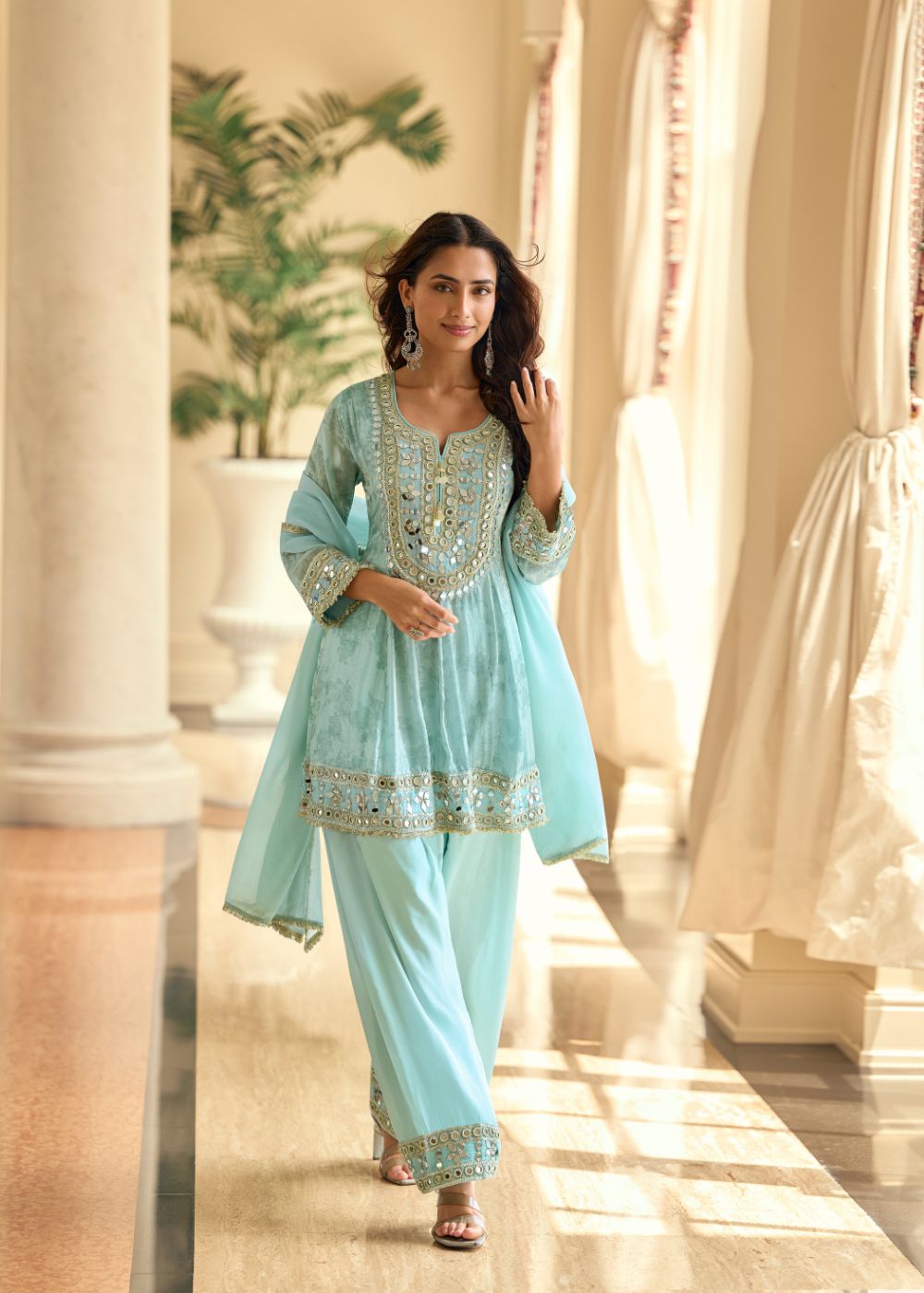 Mirror Grace Aqua Blue Suit Set