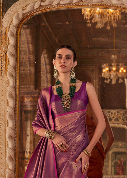 Magenta Purple Handloom Silk Saree