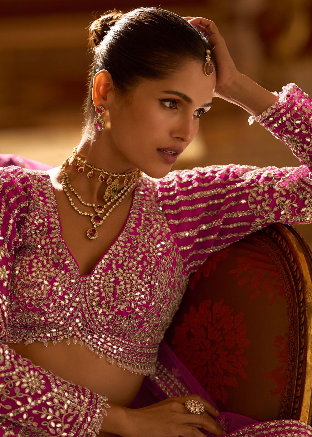 Rani Pink Mirror Elegance Lehenga Set