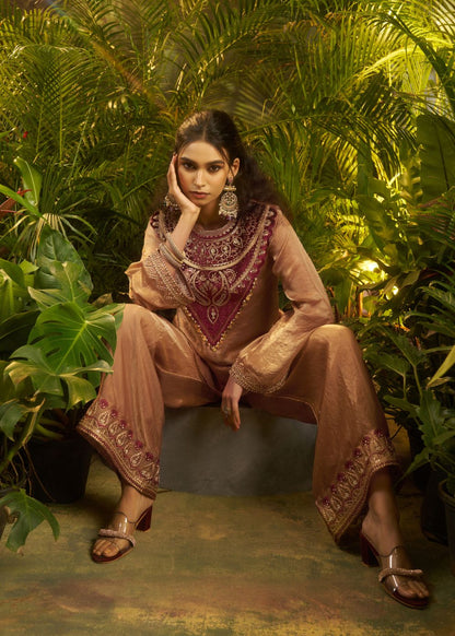 Mocha Luxe Velvet Detail Co-Ord Set