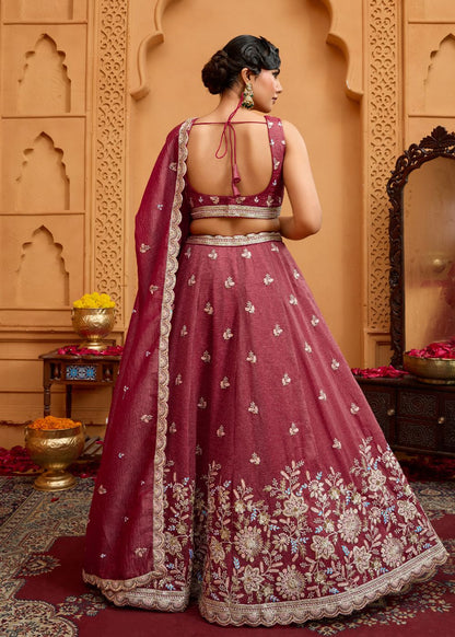 Rosegold Tissue Silk Lehenga Set