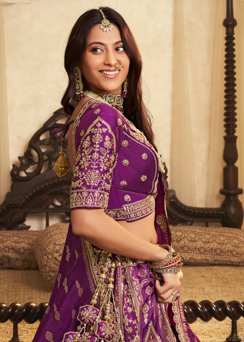 Royal Purple Banarasi Silk Lehenga