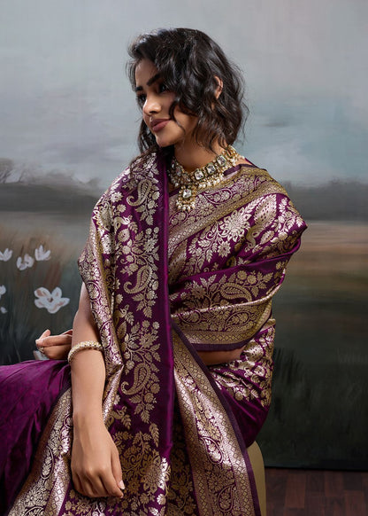 Royal Wine Zari Silk Saree
