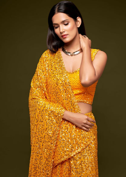 Honey Yellow Festive Saree