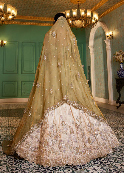 Ivory & Sage Green Tissue Lehenga