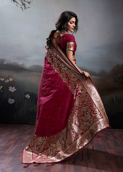 Crimson Red Festive Silk Saree