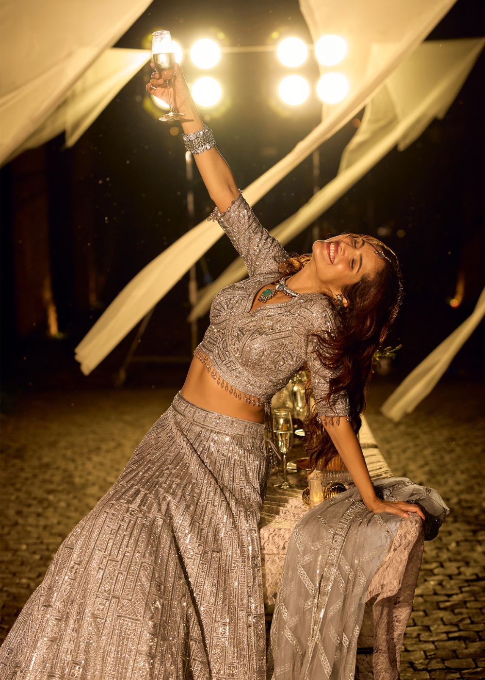 Champagne Gold Couture Lehenga