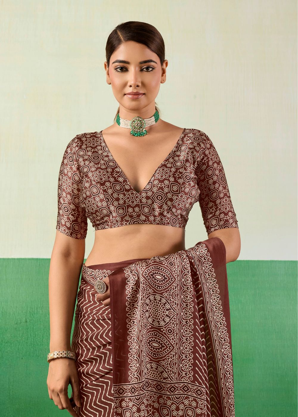 Cocoa Heritage Ajrakh Saree