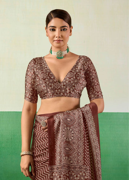 Cocoa Heritage Ajrakh Saree