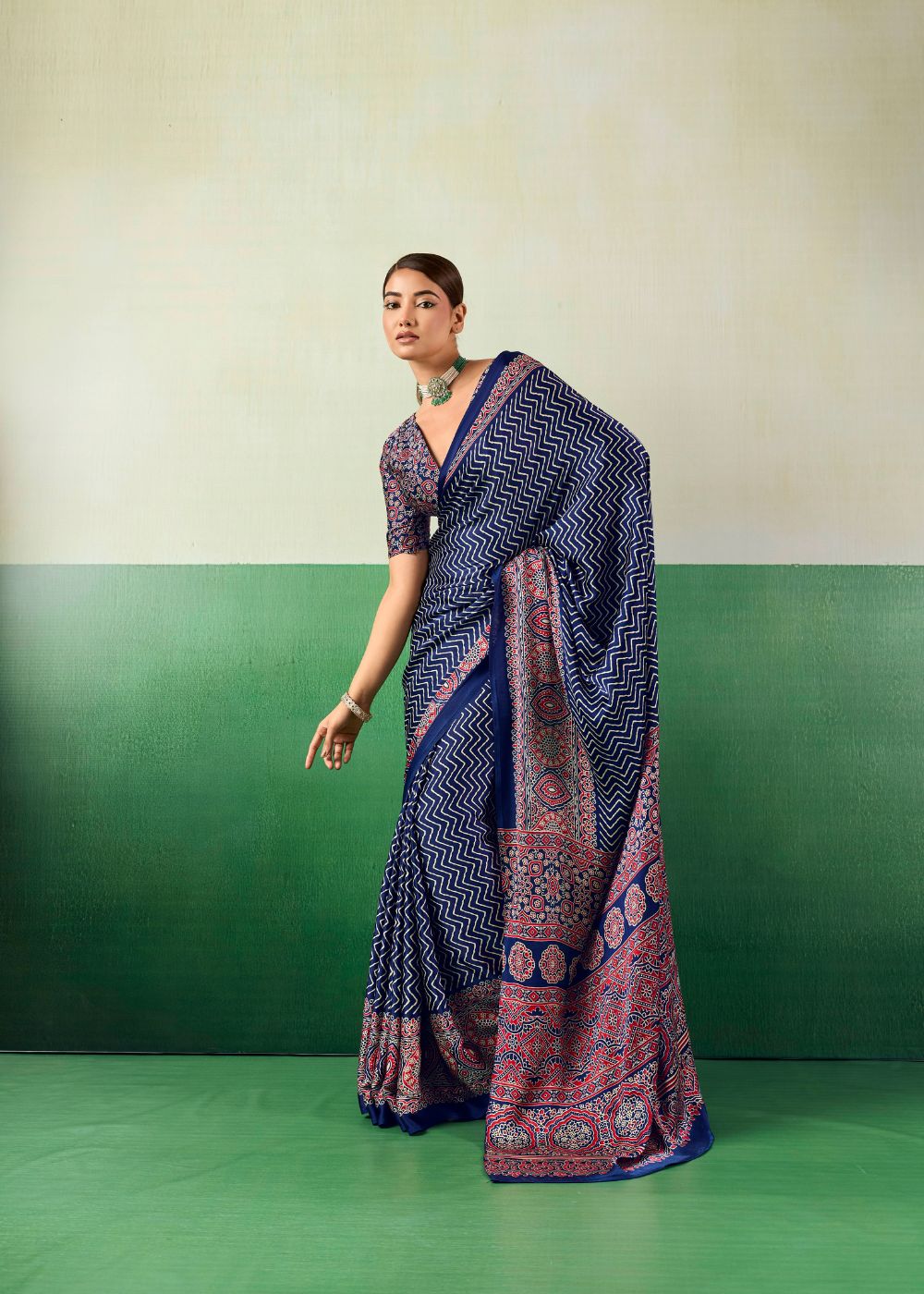 Royal Indigo Ajrakh Saree
