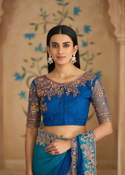 Sparkle Shaded Chiffon Saree with Banglori Work Blouse
