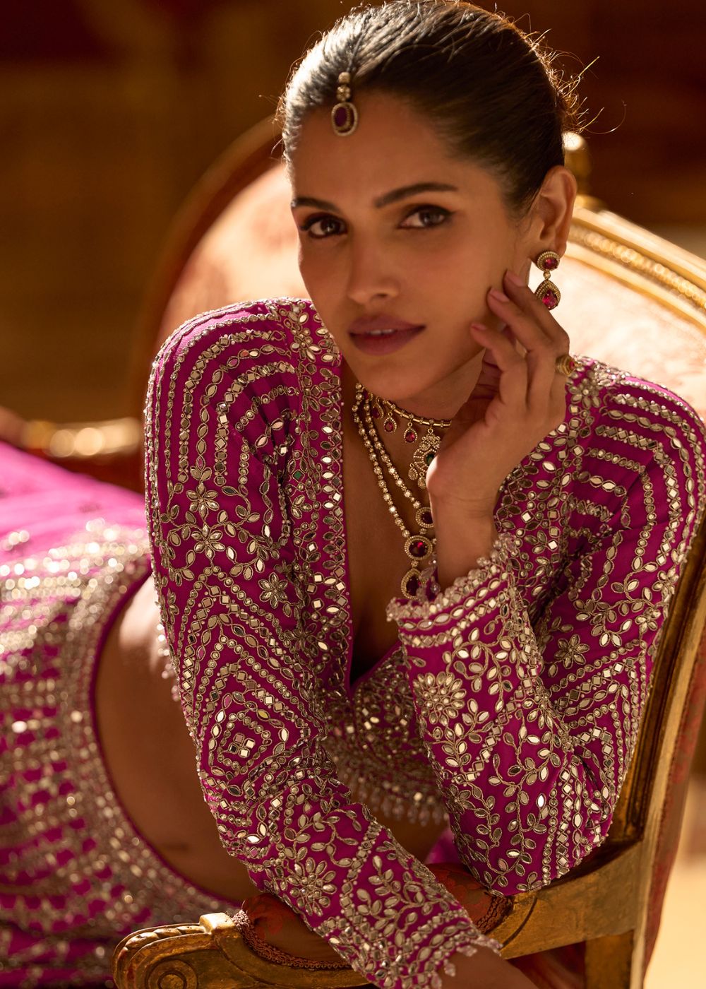 Rani Pink Mirror Elegance Lehenga Set