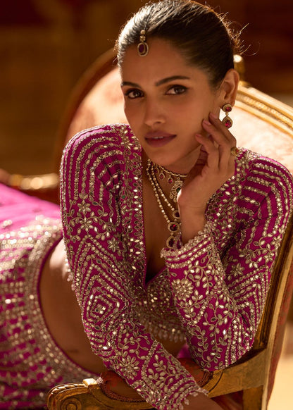 Rani Pink Mirror Elegance Lehenga Set