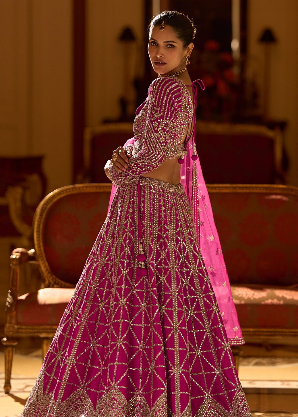 Rani Pink Mirror Elegance Lehenga Set