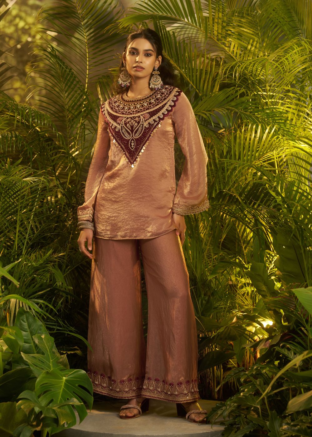 Mocha Luxe Velvet Detail Co-Ord Set